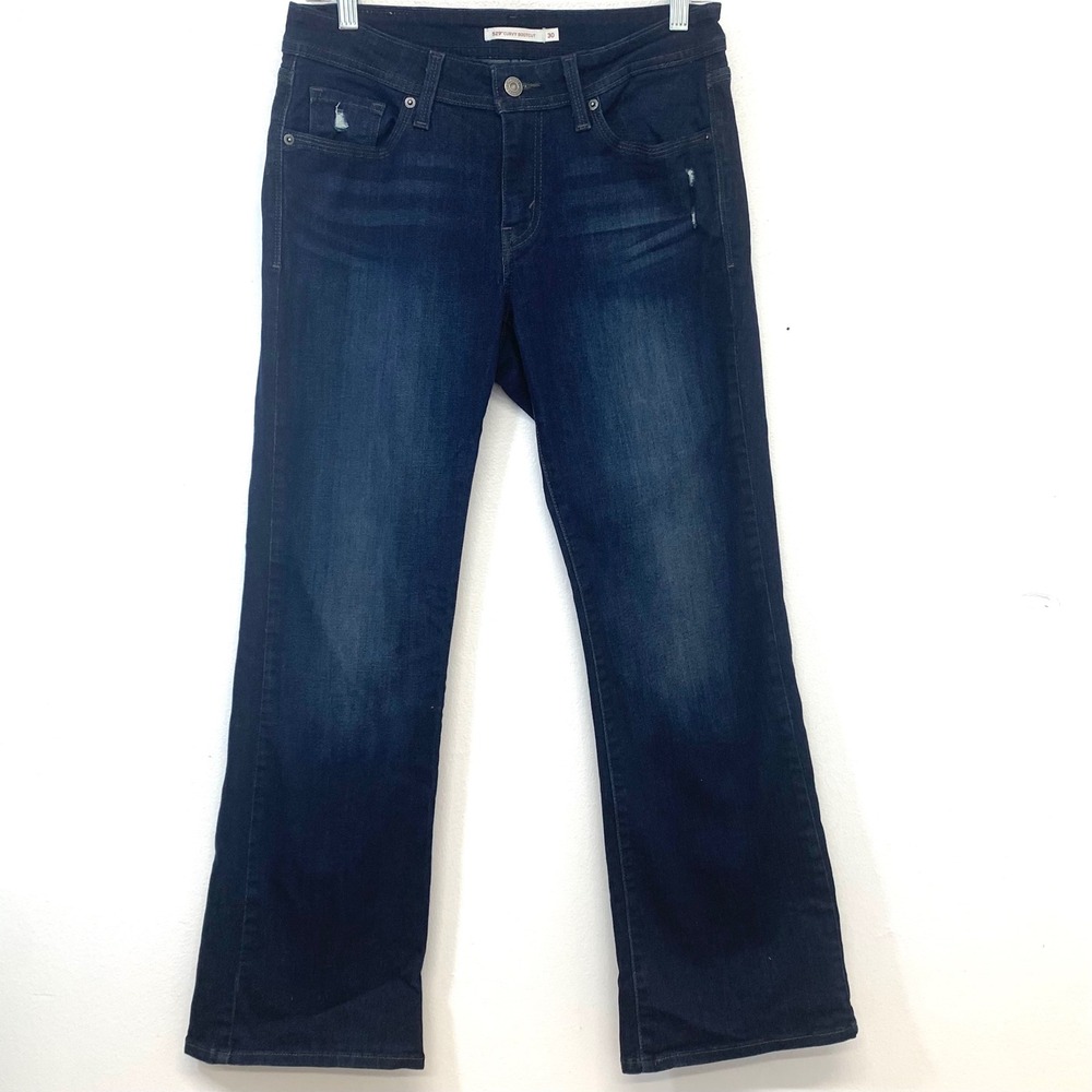 Levis 529 Curvy Bootcut Jeans Dark Wash Distressed Size 30 Mid Rise Denim